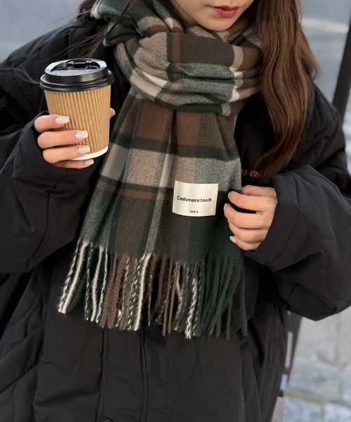 【未使用】IENA　マフラー　カシミヤ　チェック　ストール セール】 【洗える】カシミヤチェック ストール （マフラー・ショール