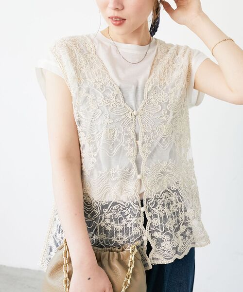 ブラウス シャツ 「手洗い可能」TORRAZZO DONNAメッシュレースベスト レディース le.coeur blanc ブラウス シャツ 「手洗い可能」TORRAZZO DONNA