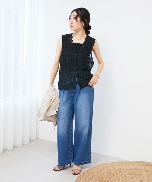 ブラウス シャツ 「手洗い可能」TORRAZZO DONNAメッシュレースベスト レディース 手洗い可能》TORRAZZO DONNAメッシュレースベスト（シャツ