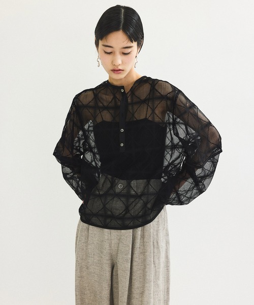 ADAM ET ROPE' tシャツ スクエアレースプルオーバー レディース