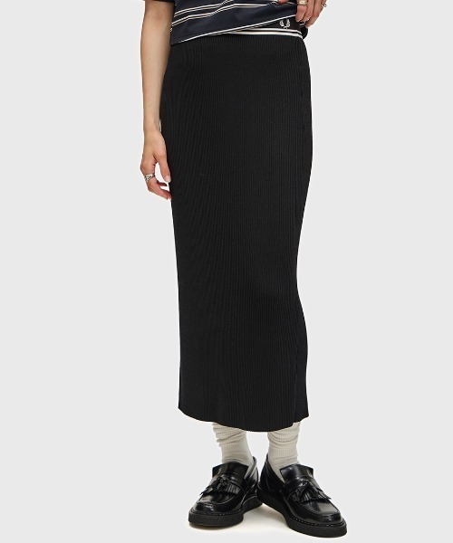 フレッドペリー レディース リブ ニット スカート FRED PERRY スカート Tipped Rib Knitted Skirt／リブニット