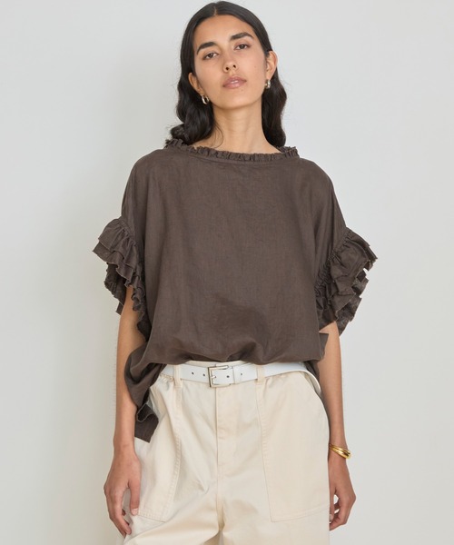 HOUSE OF LOTUS フリル付き長袖シャツ シャンブレーフリルシャツ ｜ハウス オブ ロータス＜HOUSE OF