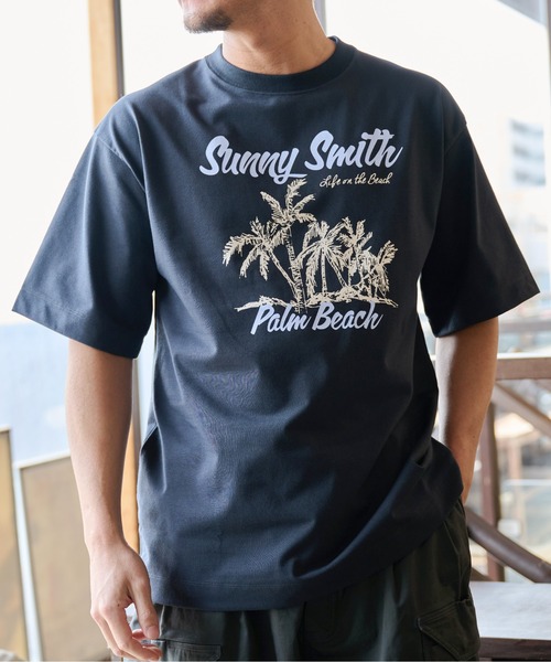 tシャツ 「SUNNY SMITH」11.6ウルトラヘビーオンス Heavy SmithPalm Beach プリントTシャツ レディース メンズ