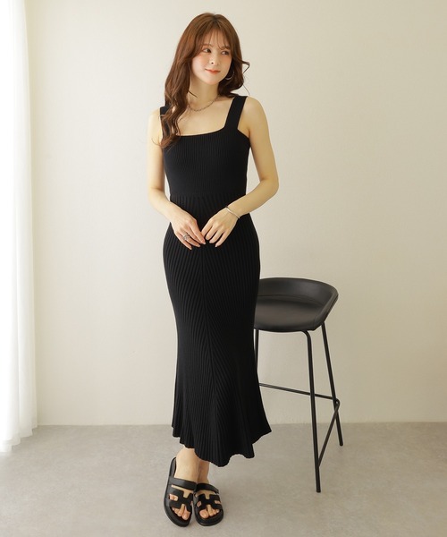ワンピース sleeveless lib knit long dress /ノースリーブリブ ニット