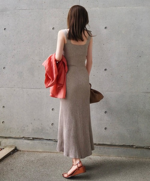 ワンピース sleeveless lib knit long dress /ノースリーブリブ ニット