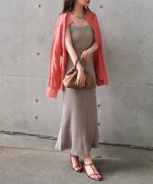 ワンピース sleeveless lib knit long dress /ノースリーブリブ ニット
