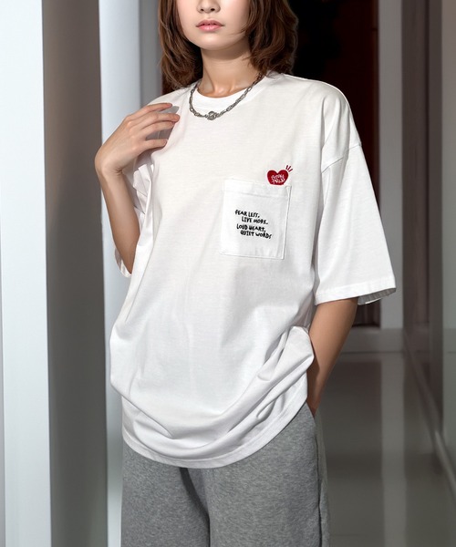 Candlestick tシャツ レトロ グラフィック ハート 刺繍 オーバーサイズ
