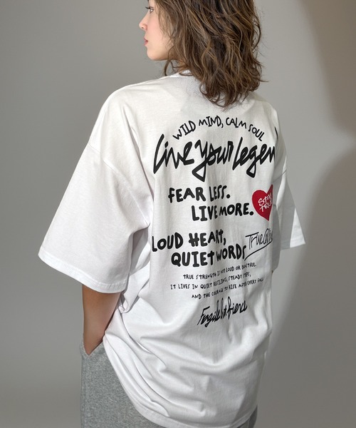 Candlestick tシャツ 半袖 レトロ グラフィック ハート 刺繍 オーバー