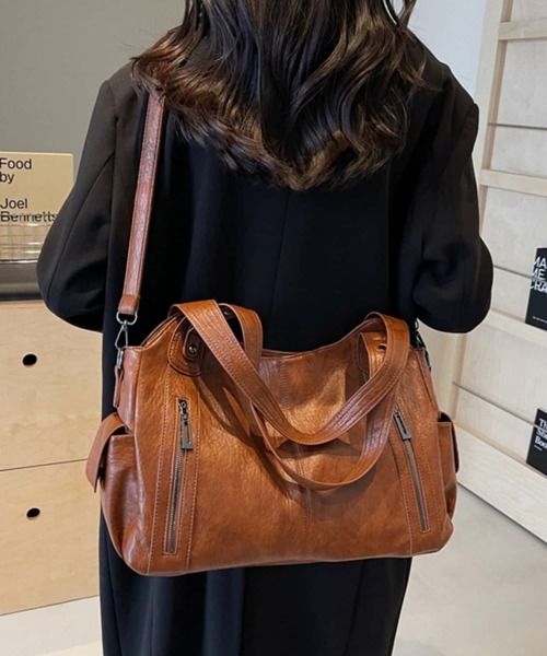 カンポマッジ レザー ビジネスバッグ 2way ショルダー 大容量 ブラウン 在庫処分品】ビジネスバッグ メンズ 2WAY ショルダーバッグ ヴィーガン