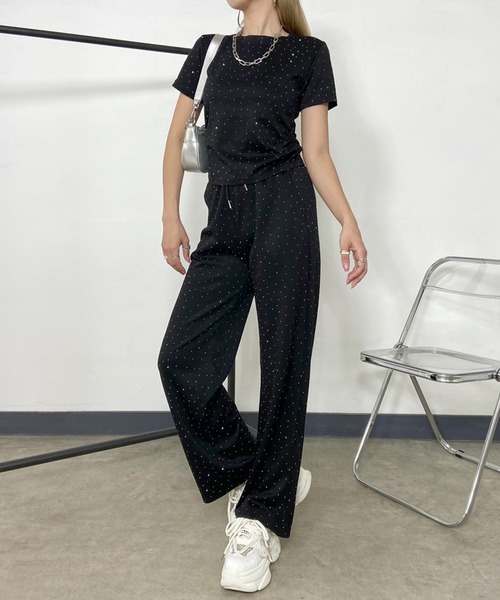non-hedge（ノンヘッジ） セットアップ 夏 ストーン付Tシャツパンツ
