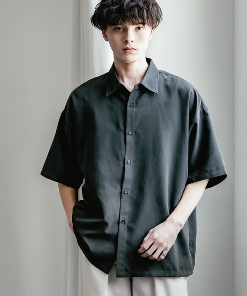 Rocky Monroe シャツ オーバーサイズピーチ起毛レギュラーカラー半袖