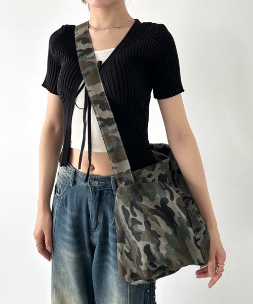 バンビ　迷彩柄　スパンコール　ハンドバッグ Bamm ショルダーバッグ バッグ 迷彩柄キャンバスショルダー