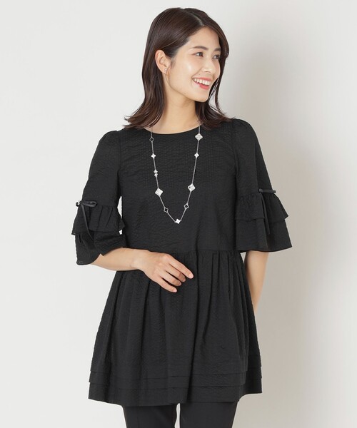 トゥービーシックウェーブローン　スリーブフリルチュニック TO BE CHIC（トゥー ビー シック） ブラウス シャツ ウェーブローン