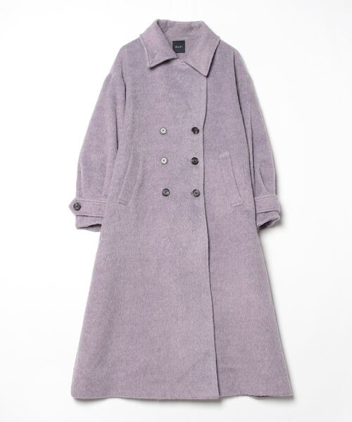 再々お値下げ　イタリア製 パープルミックスコート サイズM rienda（リエンダ）の「ウールミックスバックベルトデザインコート