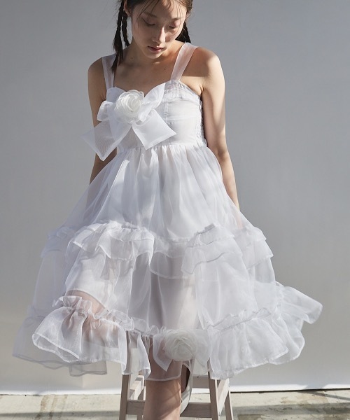 Pain ワンピース オーガンジーローズリボンワンピース : ZOZOTOWN