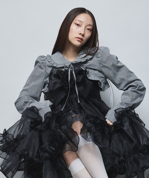 lillilly. オーガンジーローズリボンワンピース.ピンク オーガンジーローズリボンワンピース（ワンピース）｜Pain