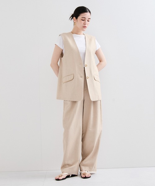 ベスト ジレ 「セットアップ対応」サマーツィードノーカラージレ レディース LE CERCLE par rope' ベスト ジレ 「セットアップ対応」サマー