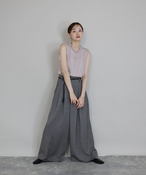 J by blue（ジェイバイブルー） パンツ レザーベルト付きワイドパンツ