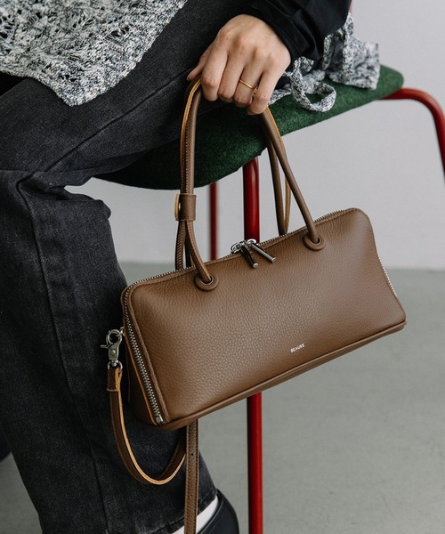 BEAURE カウレザー ボストンバッグ ブラウン 美品 Beau're（ヴュレ） ボストンバッグ 「BEAURE」2way カウレザー ワイド