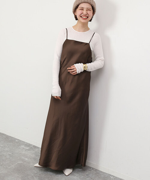 SLOBE IENA サテンキャミロングワンピース　36 SLOBE IENA サテンキャミロングワンピース 36 - メルカリ