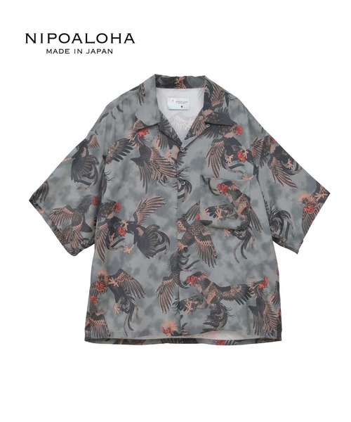ブラウス シャツ 「NIPOALOHA」”軍鶏-SHAMO” SHORT SLEEVE SHIRT レディース メンズ NIPOALOHA ブラウス シャツ 「NIPOALOHA」”軍鶏-SHAMO” SHORT