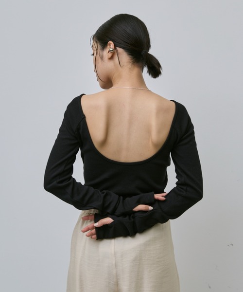 AIC. tシャツ 再入荷 パッド付バックオープンアームカバーリブトップス