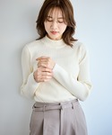 ニット セーター ワイドリブハイネックプルオー...の詳細画像1