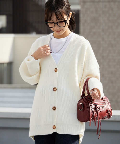 AURALEE レディース　カーディガン　ホワイト AURALEE/オーラリー】GIZA HIGH GAUGE RIB KNIT SHORT CARDIGAN