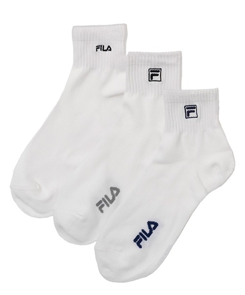FILA（フィラ） 靴下 ソックス ベーシックブランド ロゴ 刺繍 靴下 3足 