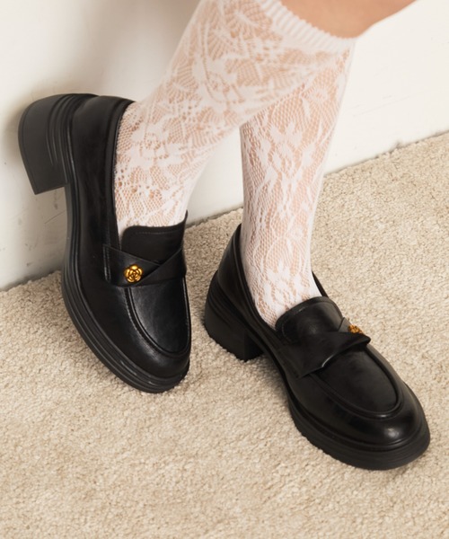 Nadana ローファー ローズモチーフローファー レディース : ZOZOTOWN