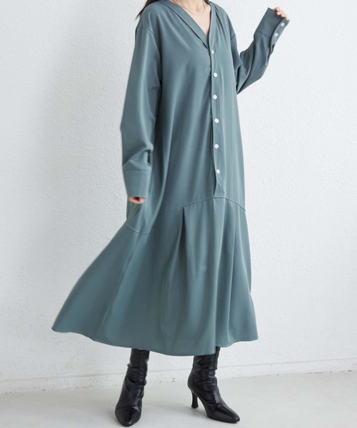 hallelujah Vネック ロングワンピース Louere（ルエレ） ワンピース Vネックボリュームニットロング
