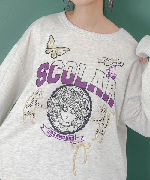ScoLar（スカラー） トレーナー スウェット スカラー刺繍裏毛PO