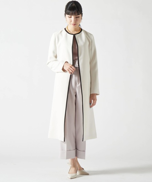 「TIARA」 ノーカラーコート 3 ベージュ レディース_画像2
