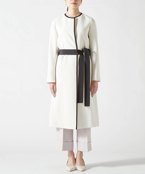 「TIARA」 ノーカラーコート 3 ベージュ レディース_画像8