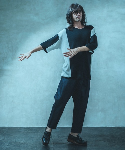 「ANGENEHM」 半袖ニット S オフホワイト メンズ_画像4