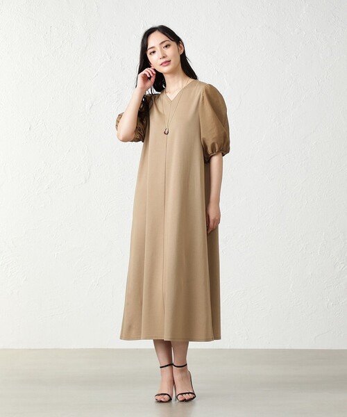 「AMACA」 半袖ワンピース 38 ブラック レディース_画像3