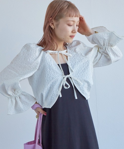 「w closet」 7分袖ニットカーディガン FREE アイボリー レディース_画像6