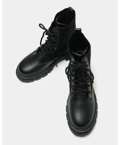 fitfit（フィットフィット） ブーツ ストレッチニット使いレースアップ