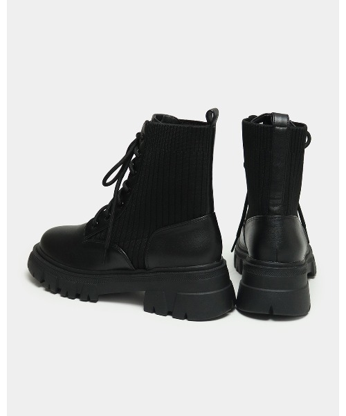 fitfit（フィットフィット） ブーツ ストレッチニット使いレースアップ