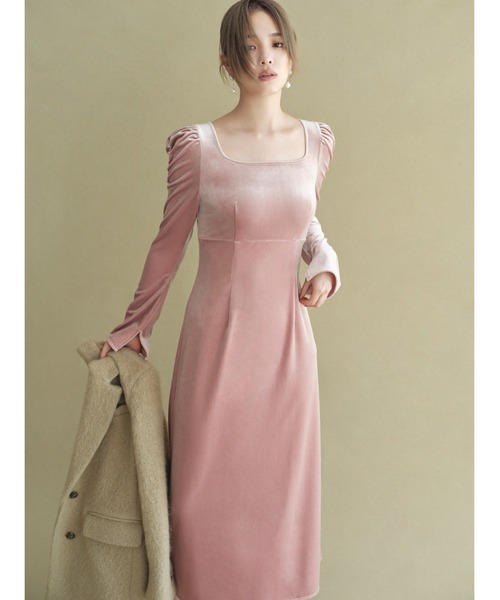 美品 FRAY I.D フレイアイディー ベロアストレートワンピース ブラウン 新品】FRAY.ID ベロアストレートワンピース ブラウン 0 FRAY I.D