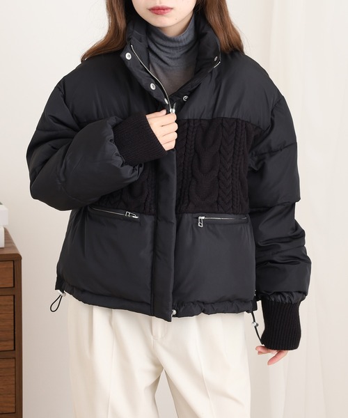 ERMANNO SCERVINO☆ニット切替ダウンジャケット☆リブ☆ブラック
