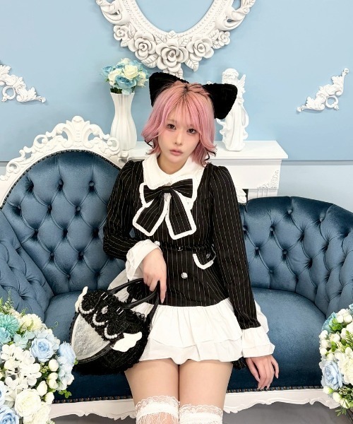 Ank Rouge セットアップ クロミコラボ ワンピース Ank Rouge（アンクルージュ） ワンピース お嬢様ストライプ