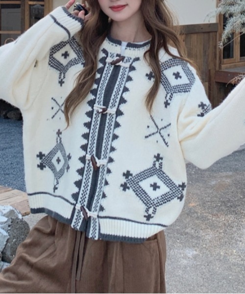 ニット セーター vintage button cardigan レディース : ZOZOTOWN