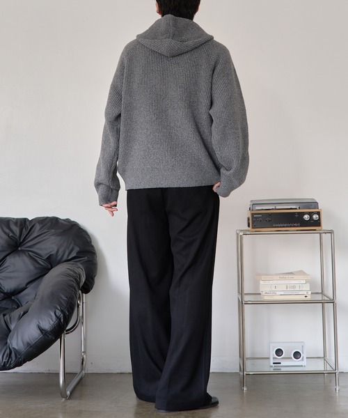 epnok スラックス ウール混セミワイドストレートスラックス メンズ