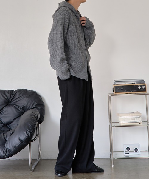 epnok スラックス ウール混セミワイドストレートスラックス メンズ