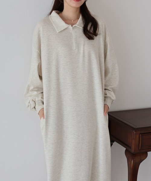 「BLUEEAST」 「ara」長袖ワンピース MEDIUM アイボリー レディース_画像3