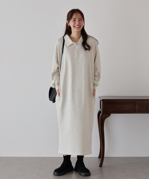 「BLUEEAST」 「ara」長袖ワンピース MEDIUM アイボリー レディース_画像5