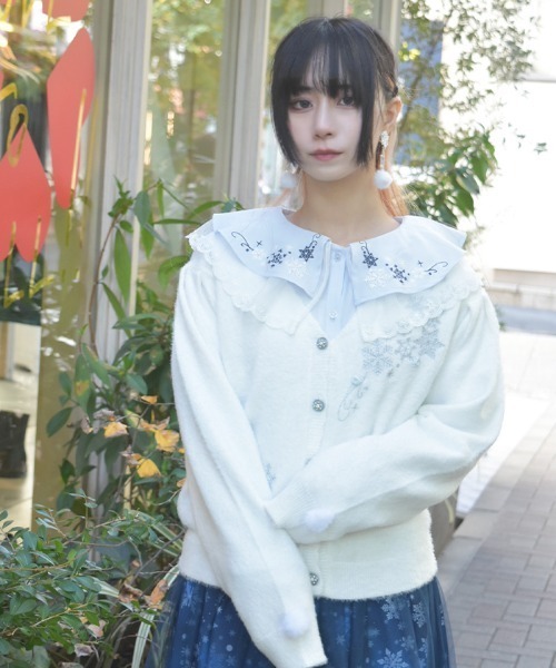 axes femme（アクシーズ ファム） カーディガン スノー・ローズ刺繍