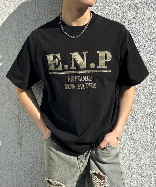 B.R.U tシャツ 迷彩柄アップリケ刺繍Tシャツ メンズ レディース