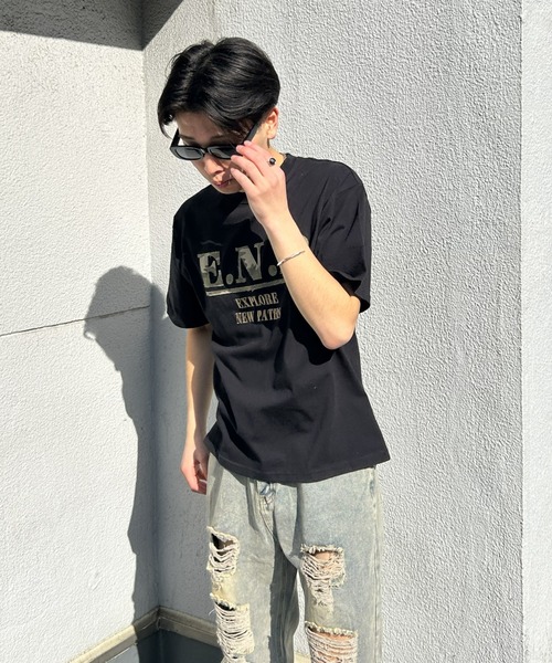 B.R.U tシャツ 迷彩柄アップリケ刺繍Tシャツ メンズ レディース